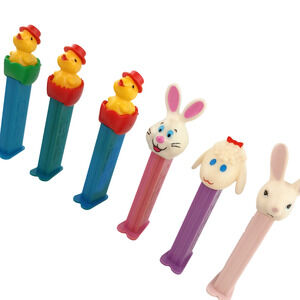 Lot of 6 PEZ Candy Dispenser Easter Holiday Collectible Rabbit Chick Sheep